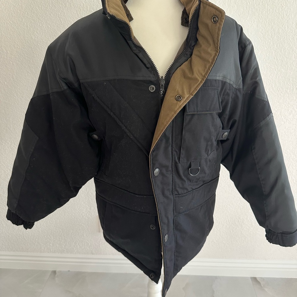 Men's Bear Force Black and Brown Jacket Puffer Outdoor Workwear